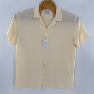 ENVY Mens Cream Textured Short Sleeve Button Down Camp Collar Shirt XXL NEW